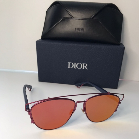 New - 💯 original DiorTechnologic Mirrored Metal Sunglasses, Matte Red/Blue - Picture 3 of 14